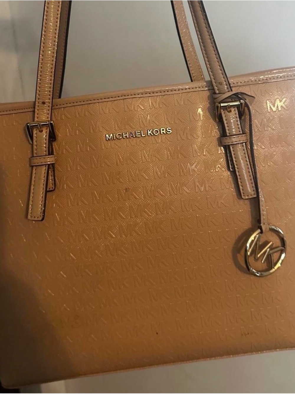 Michael Kors Tan Tote with Gold MK Charm